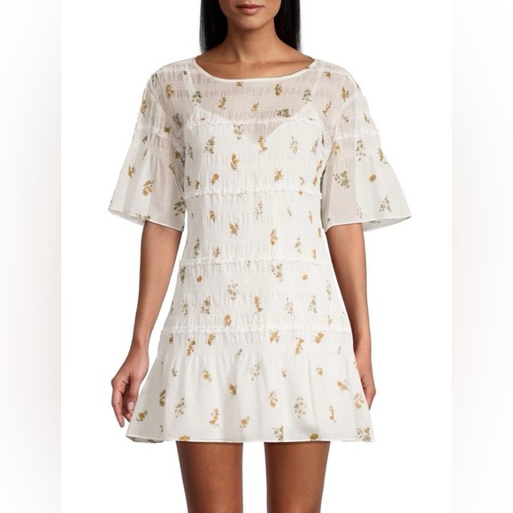 REBECCA TAYLOR Marigold Fleur Ines Smocked Dress w/ flower pattern, Size M, NWT - Picture 1 of 5